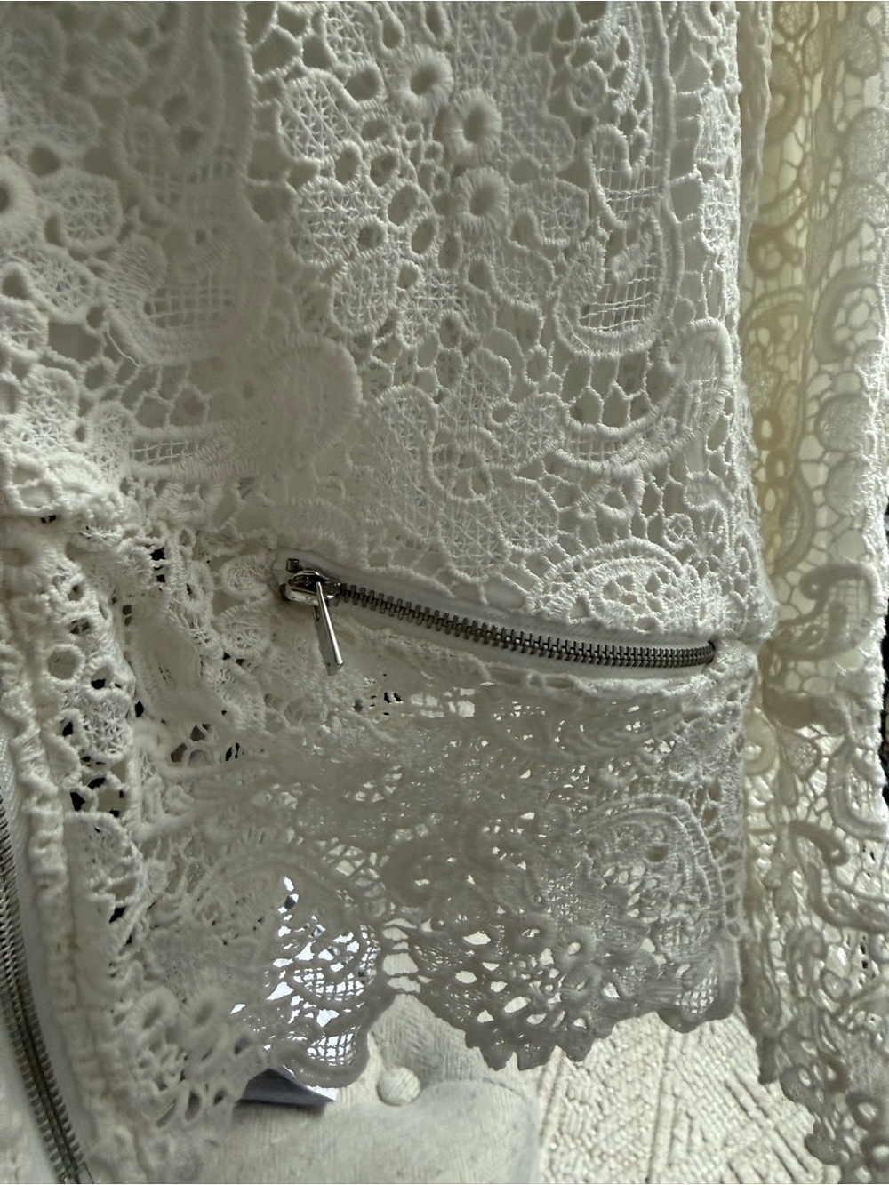Zara Cream Lace Zip-Front Cardigan / Bomber Jacket - M - Picture 12 of 14